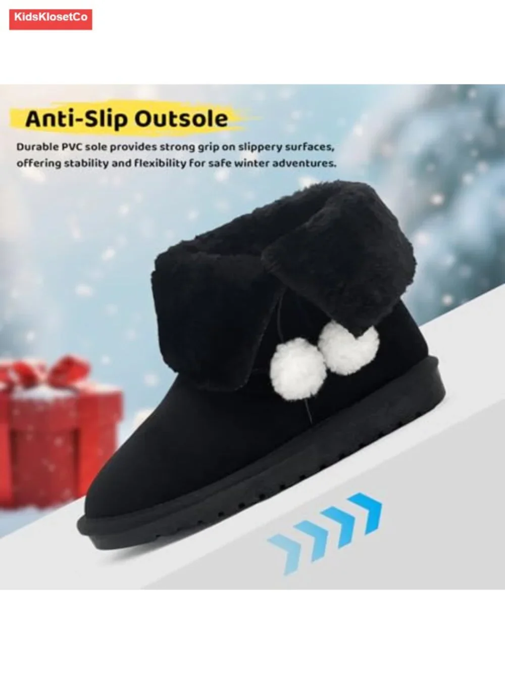 Girls Winter Snow Boots Fashion Ankle Booties for Toddler Kids